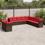 vidaXL Salon de jardin et coussins 11 Pièces marron résine tressée