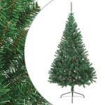 vidaXL Sapin de Noël artificiel moitié avec support vert 240 cm PVC