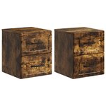 vidaXL Cabinet de chevet mural 2 Pièces Chêne fumé 34 5 x 33 x 40 cm
