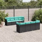 vidaXL Salon de jardin 9 Pièces avec coussins noir résine tressée