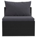 vidaXL Salon de jardin 7 Pièces avec coussins Résine tressée Noir