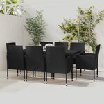 vidaXL Ensemble de salle à manger de jardin 9 Pièces Résine tressée Noir