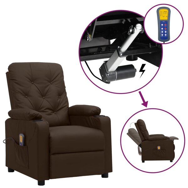 vidaXL Fauteuil de massage Marron Similicuir
