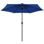 vidaXL Parasol avec LED et mât en aluminium 270 cm Bleu azuré