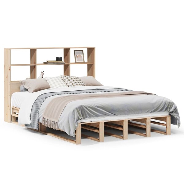 vidaXL Lit bibliothèque sans matelas 135x190 cm bois massif