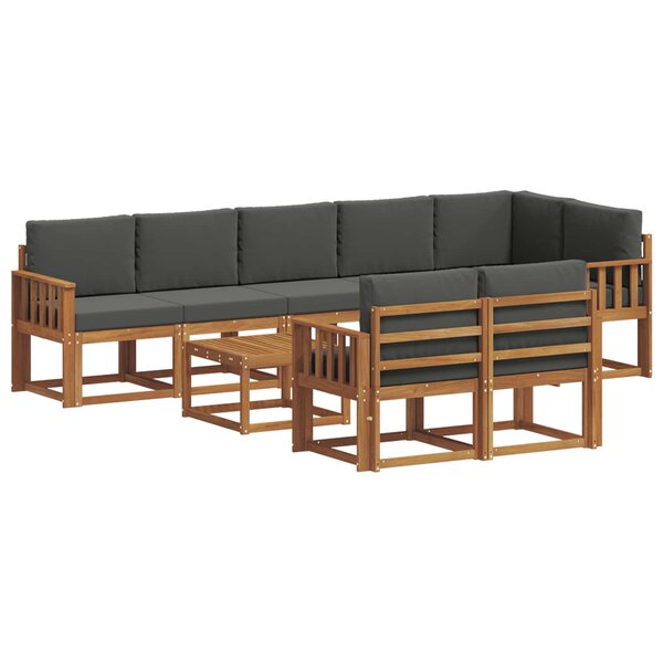 vidaXL Ensemble de canapés d'extérieur 9 pc Naturel et Anthracite