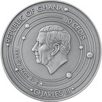 Pièce de monnaie en Argent 10 Cedis g 62.2 (2 oz) Millésime 2025 Solar System SATURN