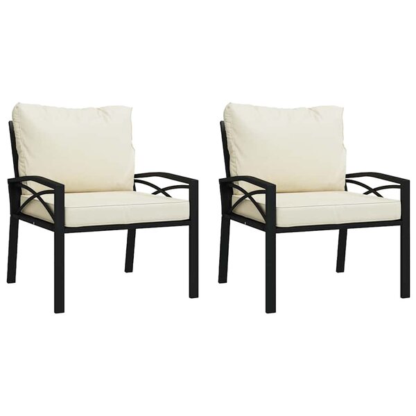 vidaXL Chaises de jardin et coussins sable lot de 2 68x76x79 cm acier