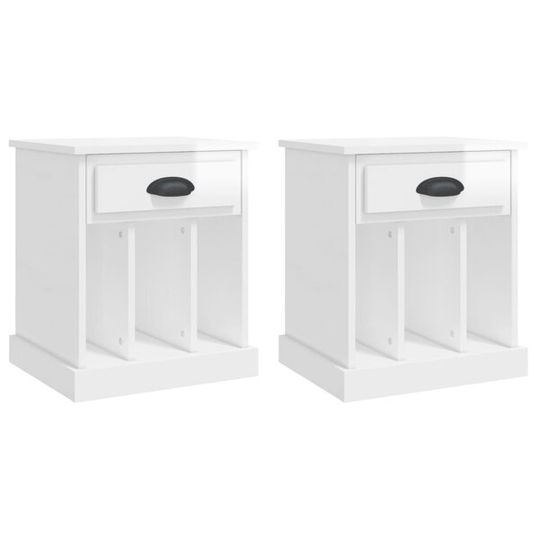 vidaXL Tables de chevet 2 Pièces blanc brillant 43x36x50 cm