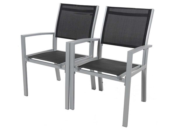 Fauteuil jardin Alu/Textilène "Tropic" - Phoenix - Noir - Lot de 2