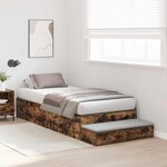 vidaXL Cadre de lit avec rangement Chêne fumé 236.5 x 80 x 31.5 cm