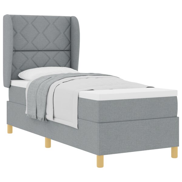 Lit Box Spring vidaXL avec Matelas Gris clair 80x200 cm Tissu