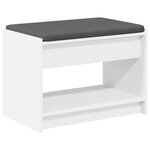 vidaXL Banc d'entrée Blanc 63 x 38 x 45 cm Bois Ingénierie et Tissu