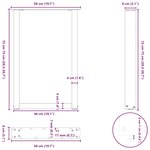 vidaXL Pieds de table à manger en U 2 pièces Noir 50 x (72-73) cm Acier