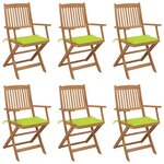 vidaXL Chaises pliables de jardin lot de 6 avec coussins Bois d'acacia