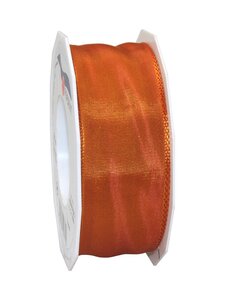 Ruban de soie acetat laitonné lyon 25-m-rouleau 40 mm ambre