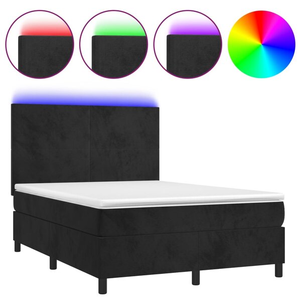 vidaXL Sommier à lattes de lit et matelas LED Noir 140x190 cm Velours