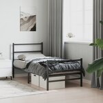 vidaXL Cadre de lit métal sans matelas avec pied de lit noir 90x190 cm