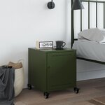 vidaXL Table de chevet vert olive 36x39x43 5 cm acier