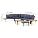 vidaXL Salon de jardin 7 places avec coussins Acacia solide Marron
