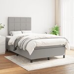 vidaXL Sommier à lattes de lit et matelas gris clair 120x190 cm tissu