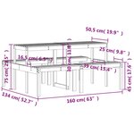 vidaXL Table de pique-nique cire marron 160x134x75 cm bois massif pin