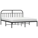 vidaXL Cadre de lit métal avec tête de lit noir 183x213 cm