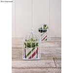 Cage d'oiseau déco en métal  blanc  7x7x13cm  avec fermeture