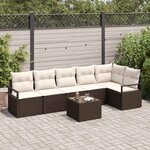 vidaXL Ensemble de canapé de jardin 7 Pièces Marron Poly rotin