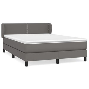 vidaXL Sommier à lattes de lit avec matelas Gris 140x200 cm Similicuir
