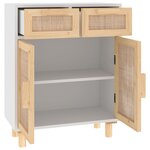 vidaXL Buffet Blanc 60x30x75 cm Bois de pin massif et rotin naturel