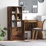 vidaXL Bureau avec tiroir avec étagère avec stockage 2 Pièces Chêne fumé