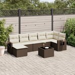 vidaXL Salon de jardin 8 Pièces avec coussins marron résine tressée
