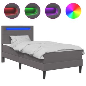 vidaXL Cadre de lit avec bandes LED Gris 100 x 200 cm Simili cuir