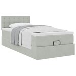 vidaXL Cadre de lit ottoman avec matelas gris clair 80x200 cm velours