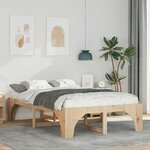 vidaXL Cadre de lit surélevé avec stockage Marron Bois massif en pin