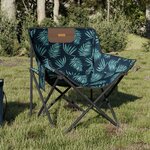 vidaXL Chaise de camping avec poche pliable lot de 2 motif de feuille