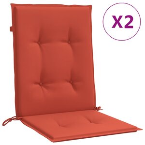 vidaXL Coussins de chaise à dossier bas lot de 2 rouge mélangé tissu