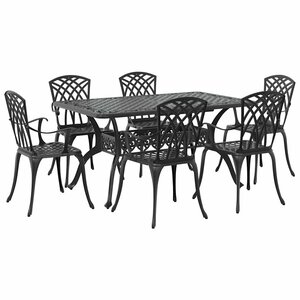 vidaXL Ensemble de salle à manger pour jardin 7 Pièces Noir Aluminium