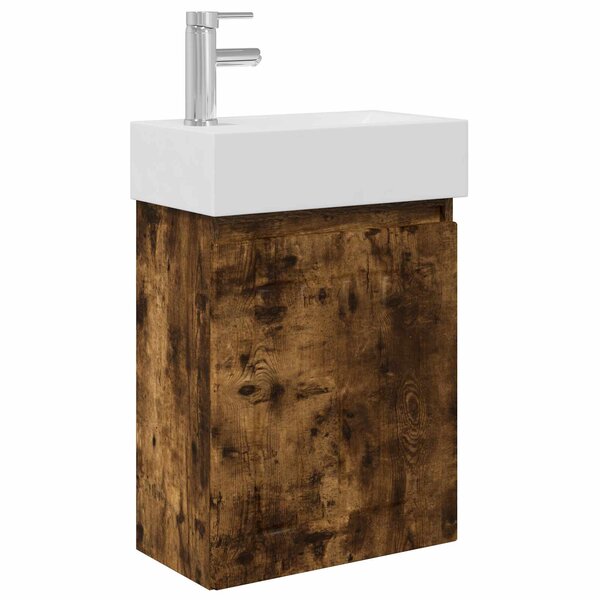 vidaXL Meuble de salle de bain avec robinet Chêne fumé