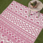 Tapis extérieur terrasse réversible - Tapis de jardin imperméable et résistant UV - Tia - Rose - 120x180 cm - HOMESCAPES