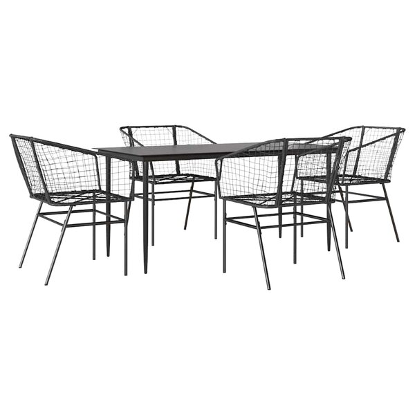 vidaXL Ensemble à manger de jardin 5 Pièces noir résine tressée verre
