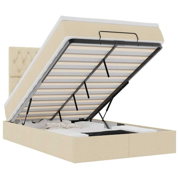 vidaXL Cadre de lit ottoman avec matelas crème 120x200cm tissu