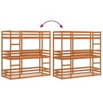 vidaXL Lit superposé triple marron cire 90x190 cm bois de pin massif