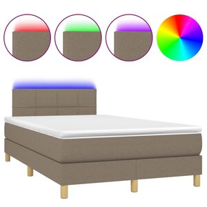 vidaXL Sommier à lattes de lit avec matelas LED Taupe 120x200 cm Tissu