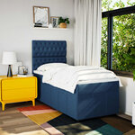 vidaXL Sommier à lattes de lit avec matelas Bleu 100x200 cm Tissu