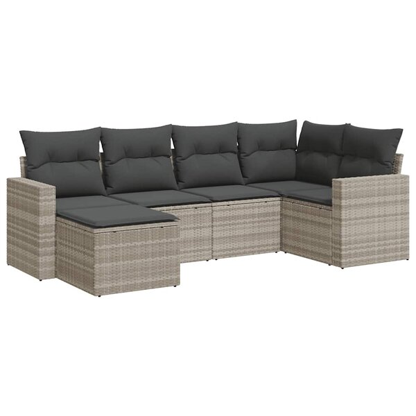 vidaXL Salon de jardin 6 Pièces avec coussins gris clair résine tressée