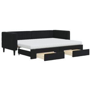 vidaXL Lit de jour avec gigogne et tiroirs noir 80x200 cm velours