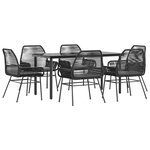 vidaXL Ensemble à manger de jardin coussins 7Pièces noir poly rotin verre