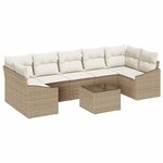 vidaXL Ensemble de Canapés avec coussin 8 Pièces Beige et crème polyrotin